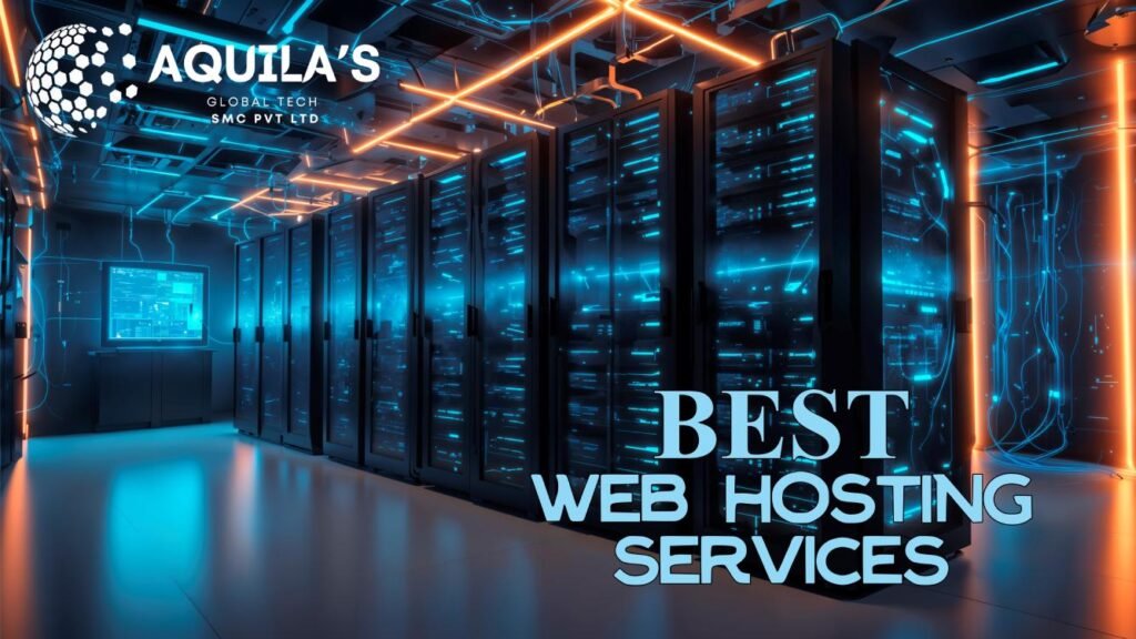 Modern data center with illuminated servers, representing Aquila's Global Tech best web hosting services in Haripur